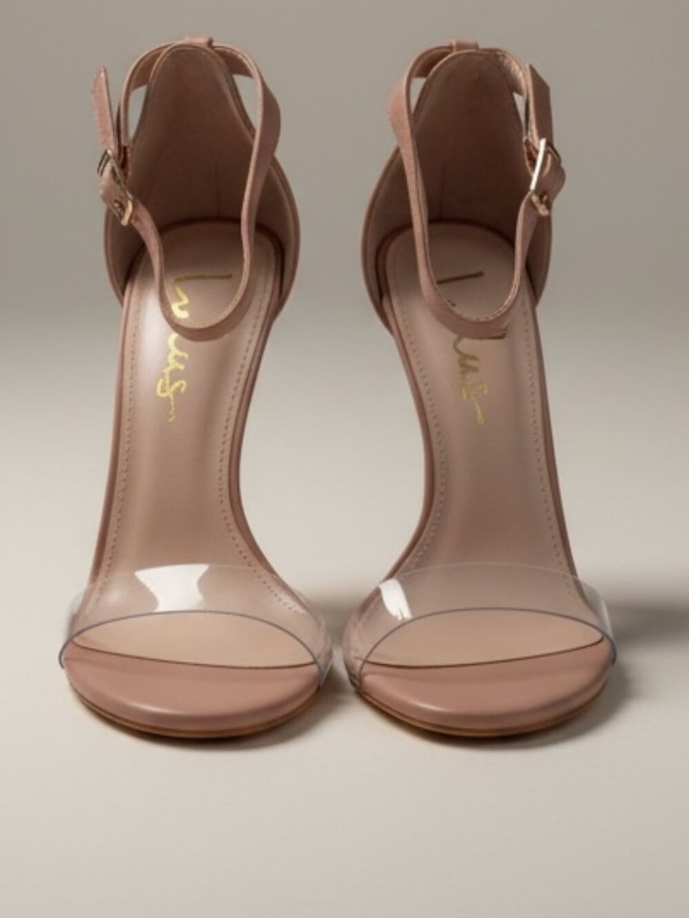 Lulus Nude Clear Strap Stiletto Heels